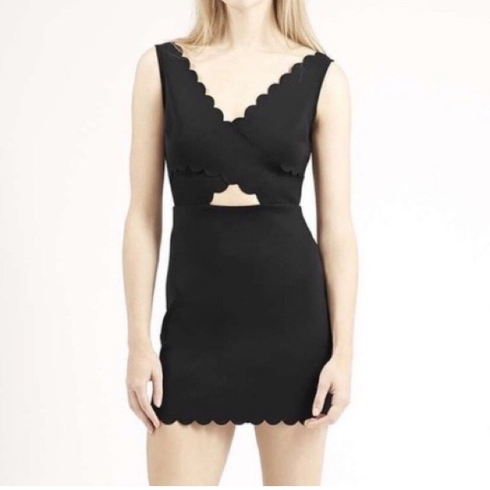 Topshop Black Scalloped Cutout‎ Scuba Knit Dress Size 10P